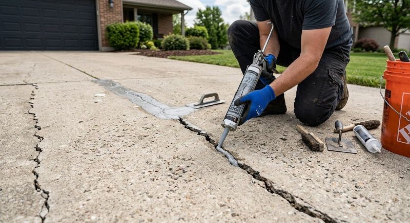 Concrete Driveway Crack Repair in West Des Moines, IA